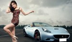 Ferrari California làm nền cho chân dài tạo dáng